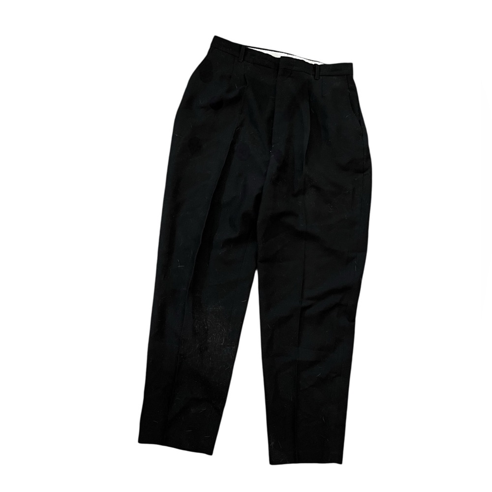 Vintage 80s Carriage Court Pleated Trousers Tapered High Rise Black 8